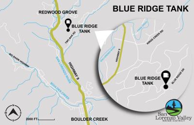 A map of the Blue Ridge Tank construction area