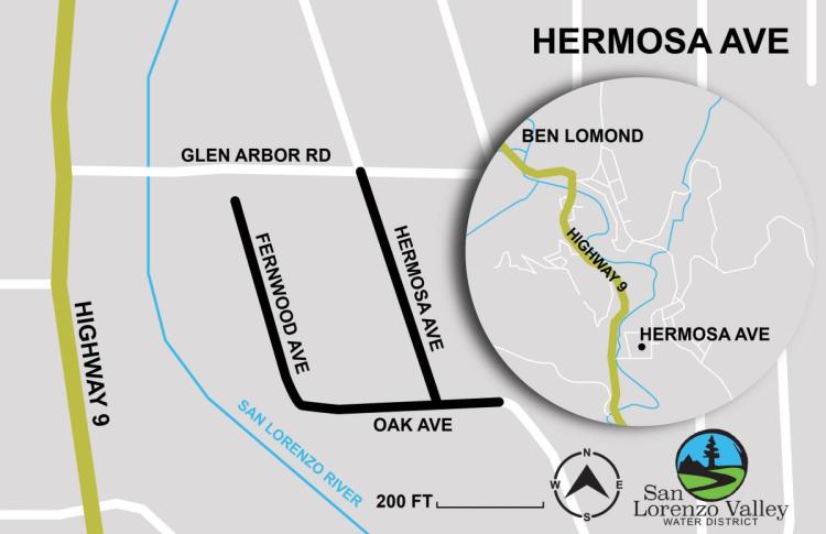 A map of Hermosa Avenue pipeline project