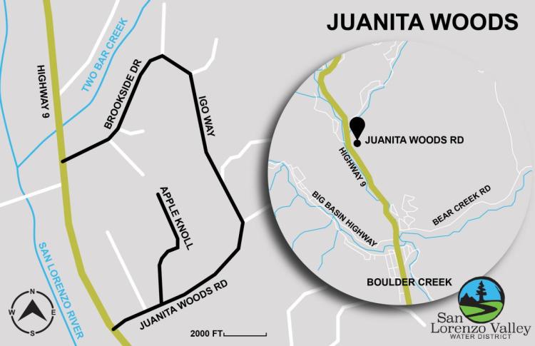 A map of the Juanita Woods construction area