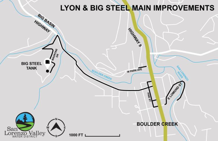 A map of the Lyon and Big Steel construction area