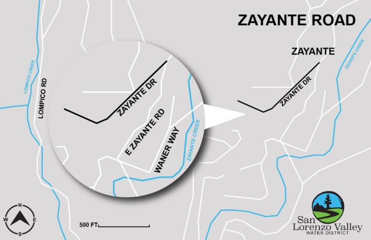 A map of the Zayante Mainline replacement project